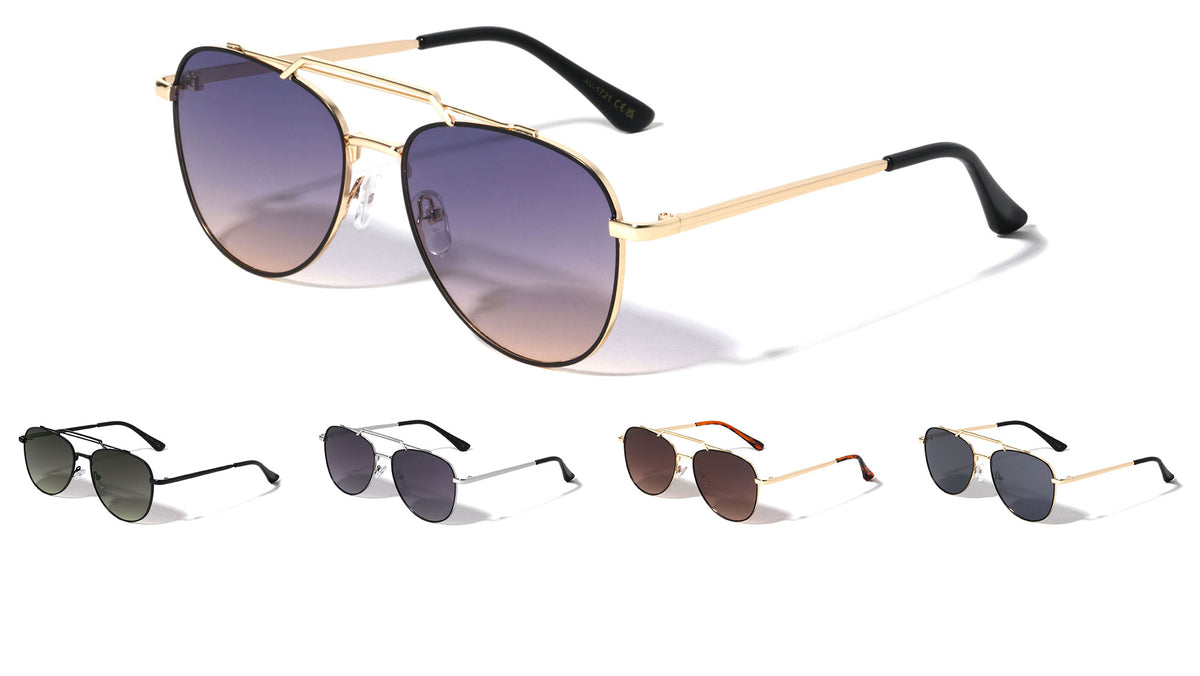 Double Top Bar Color Rim Aviators Wholesale Sunglasses