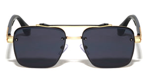 Rimless Diamond Edge Lens Art Deco Hinge Square Aviators Wholesale Sunglasses