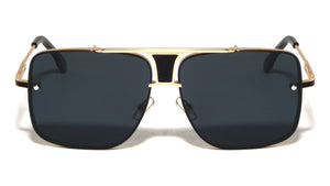 Rimless Frame Texture Accent Modern Square Aviators Wholesale Sunglasses