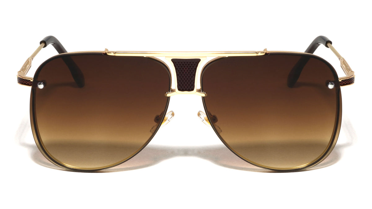 Rimless Frame Texture Accent Modern Tear Aviators Wholesale Sunglasses