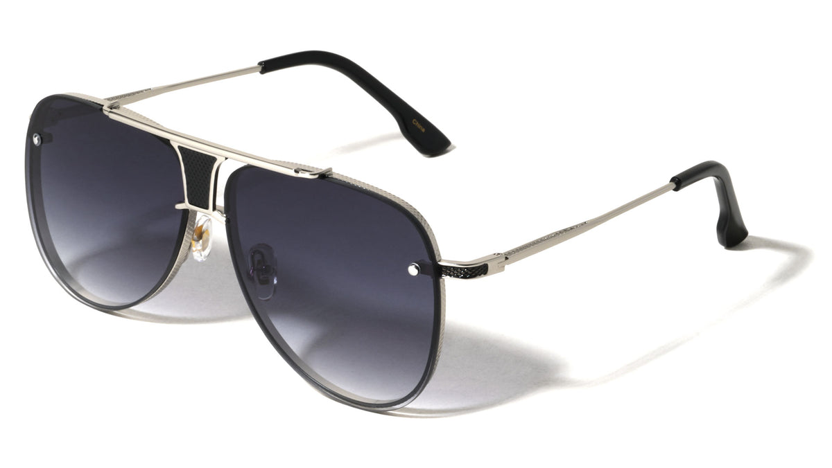 Rimless Frame Texture Accent Modern Tear Aviators Wholesale Sunglasses