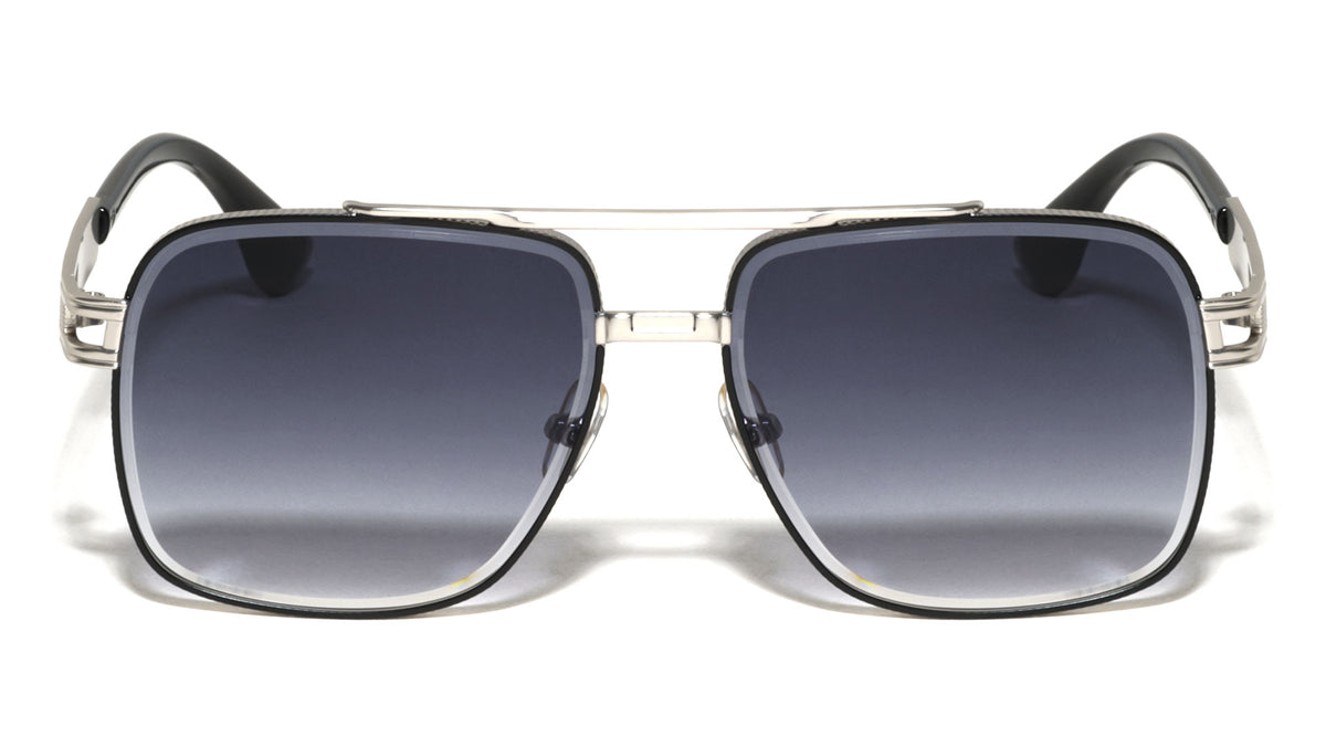 Diamond Edge Cut Lens Modern Square Aviators Wholesale Sunglasses