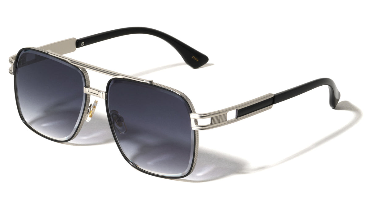 Diamond Edge Cut Lens Modern Square Aviators Wholesale Sunglasses