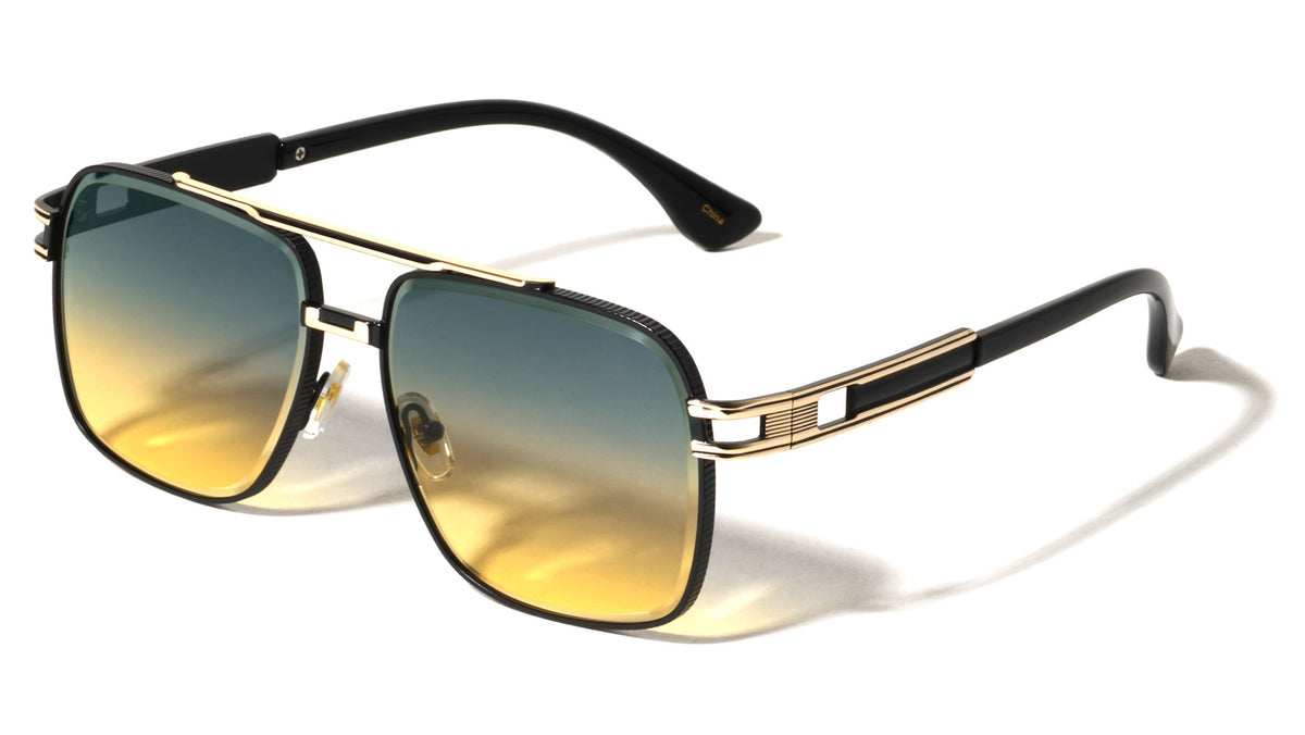 Diamond Edge Cut Lens Modern Square Aviators Wholesale Sunglasses