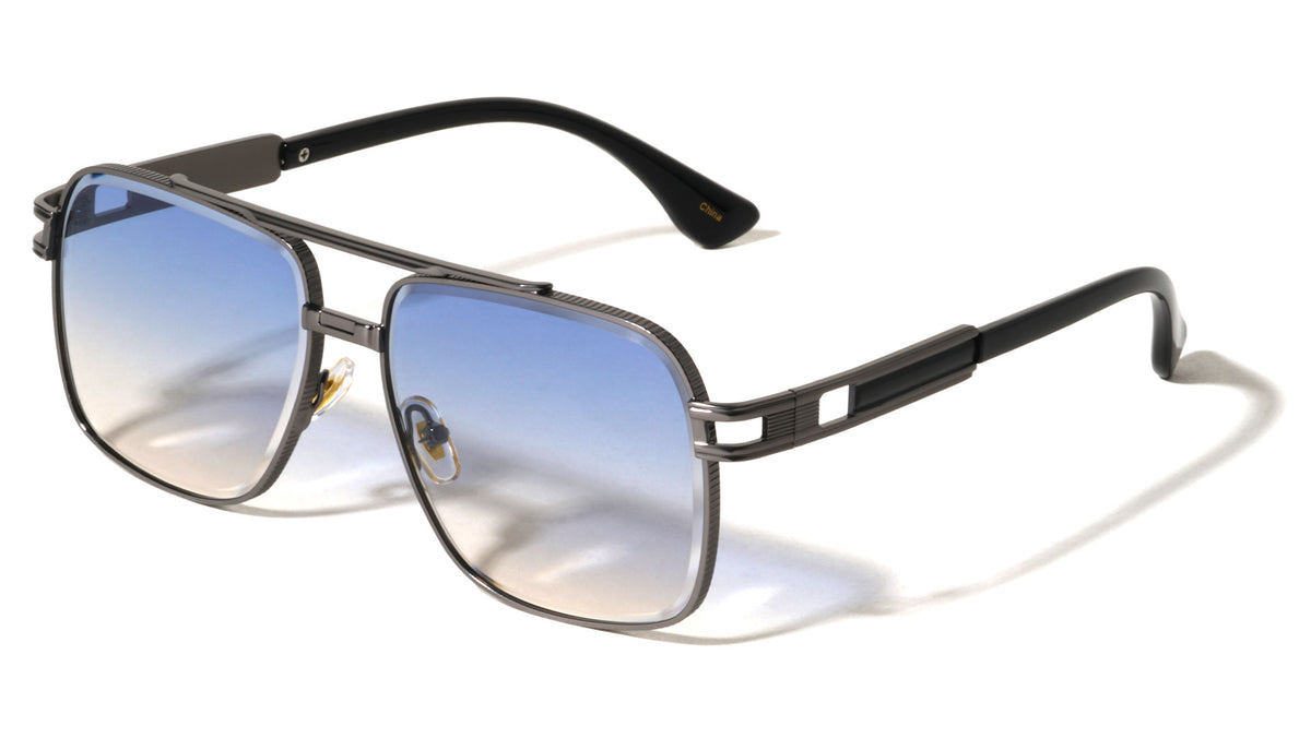 Diamond Edge Cut Lens Modern Square Aviators Wholesale Sunglasses