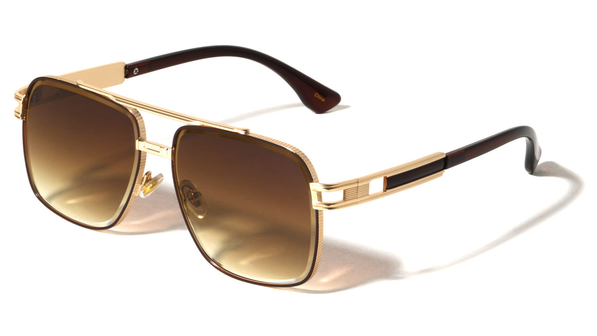 Diamond Edge Cut Lens Modern Square Aviators Wholesale Sunglasses