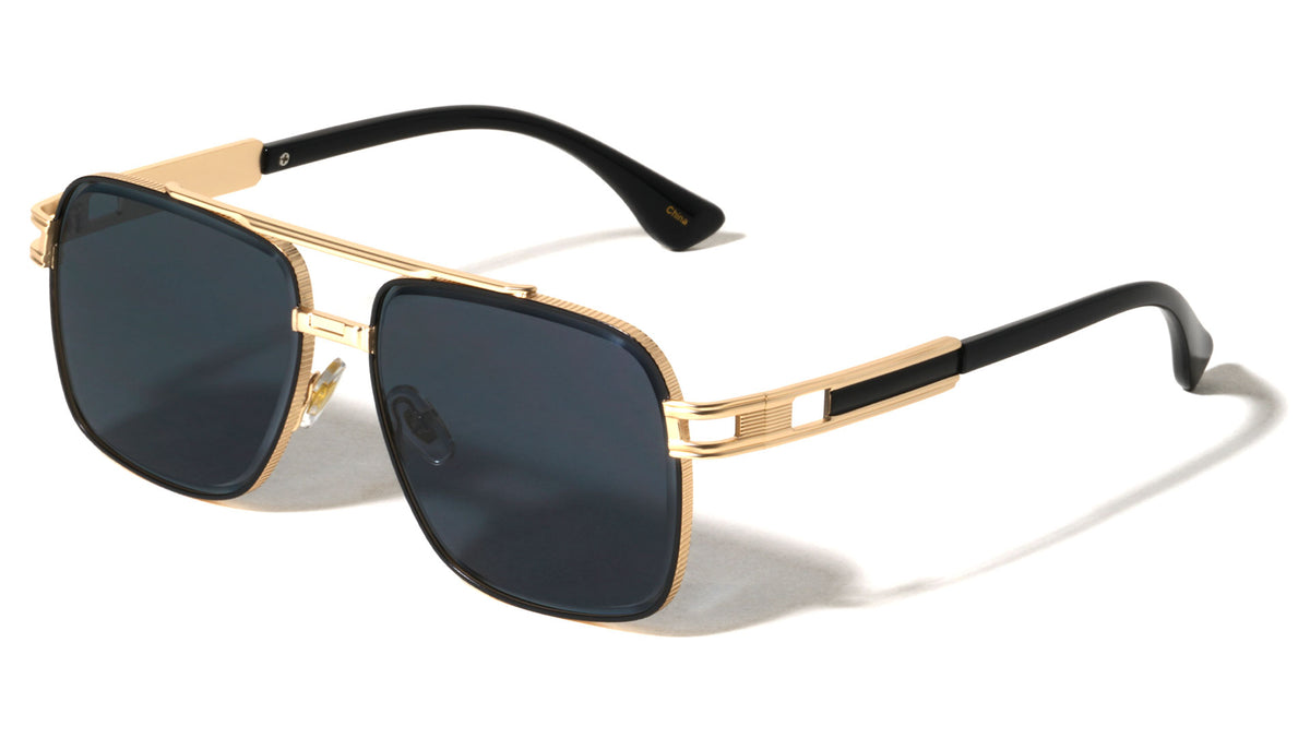 Diamond Edge Cut Lens Modern Square Aviators Wholesale Sunglasses
