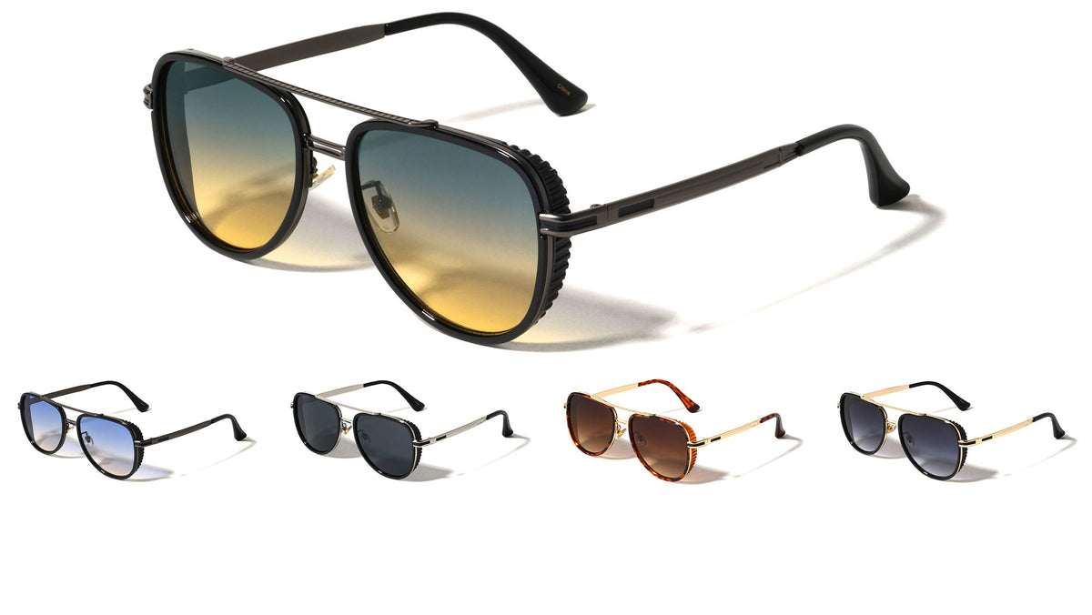 Side Frame Texture Shield Modern Tear Aviators Wholesale Sunglasses