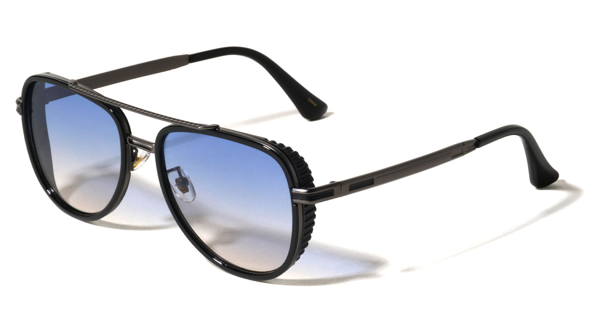 Side Frame Texture Shield Modern Tear Aviators Wholesale Sunglasses