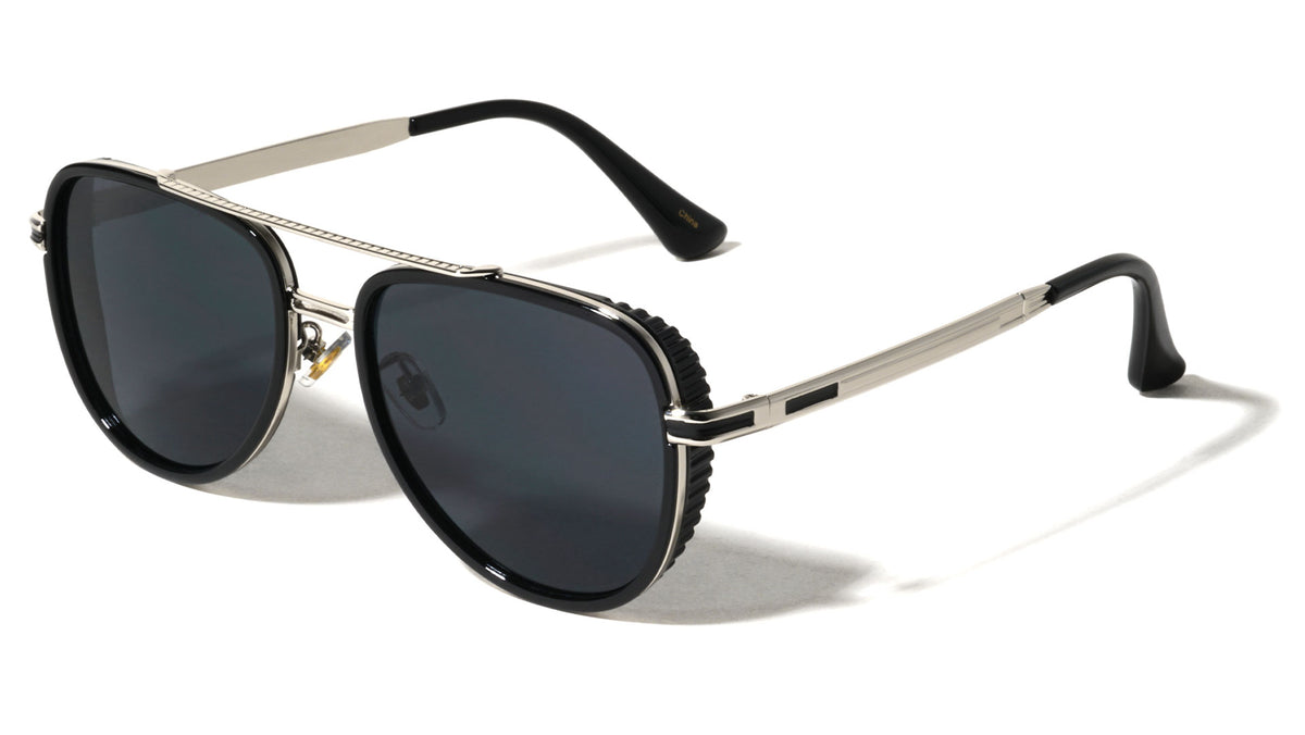 Side Frame Texture Shield Modern Tear Aviators Wholesale Sunglasses