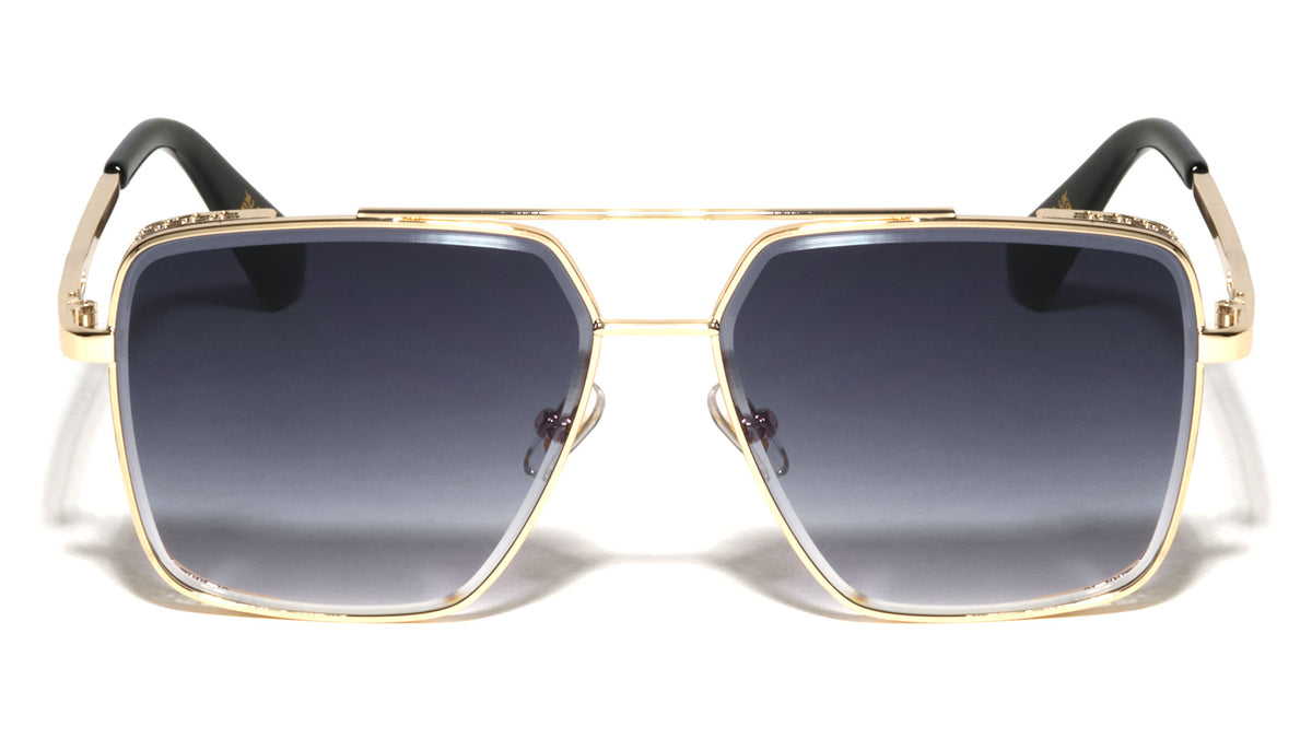 Greek Key Side Shield Pattern Modern Square Aviators Wholesale Sunglasses