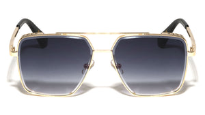 Greek Key Side Shield Pattern Modern Square Aviators Wholesale Sunglasses