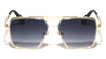Greek Key Side Shield Pattern Modern Square Aviators Wholesale Sunglasses