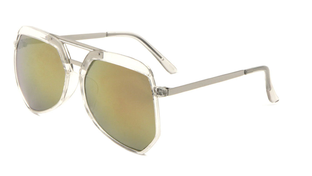 Angled Color Mirror Aviators Wholesale Bulk Sunglasses