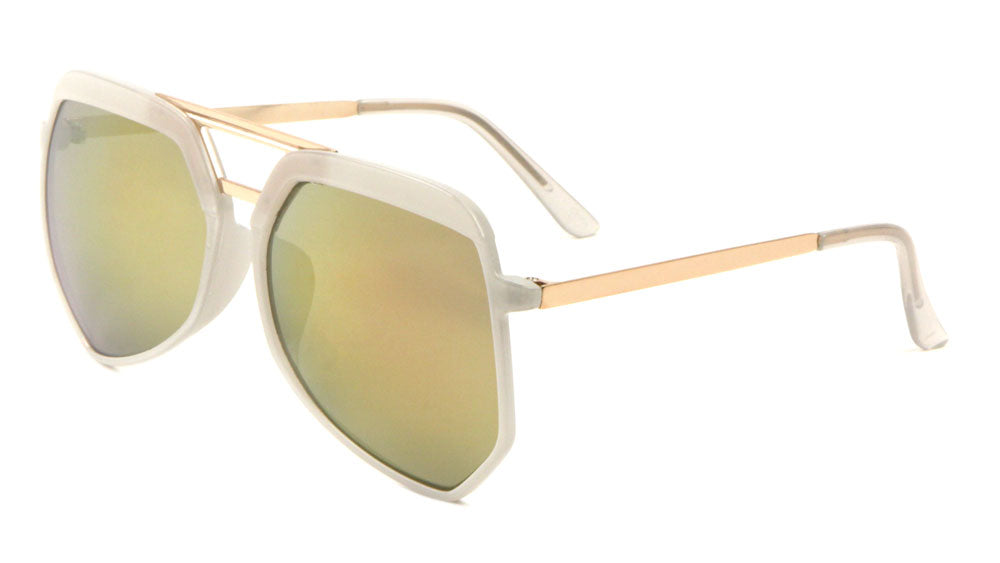 Angled Color Mirror Aviators Wholesale Bulk Sunglasses
