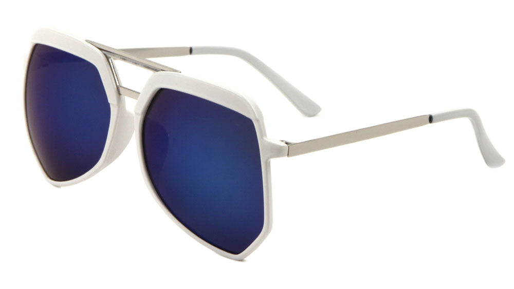Angled Color Mirror Aviators Wholesale Bulk Sunglasses