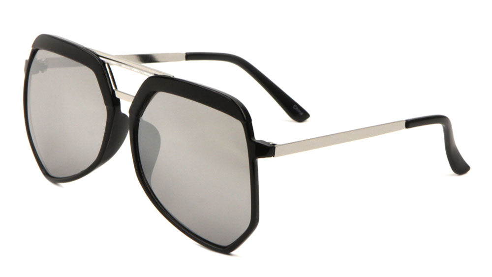 Angled Color Mirror Aviators Wholesale Bulk Sunglasses