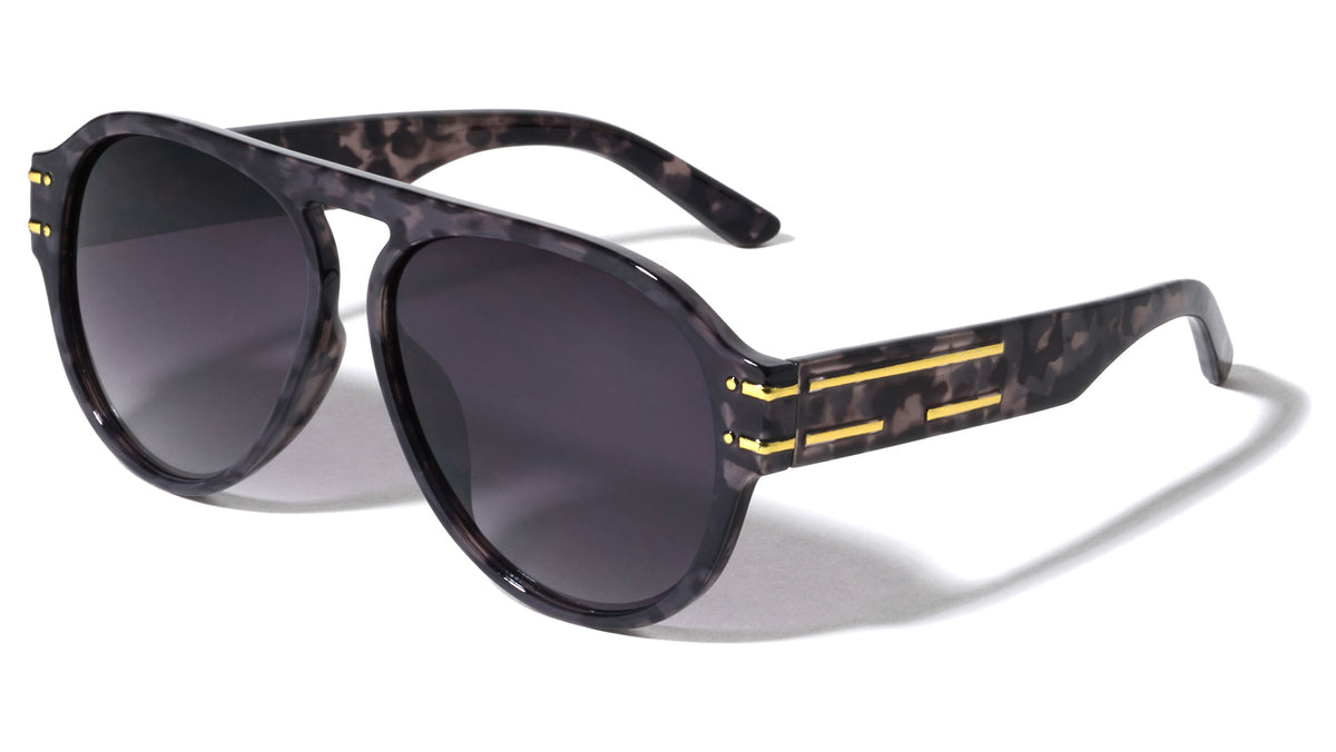 Bridgeless Temple Bar Accent Flat Top Aviators Wholesale Sunglasses