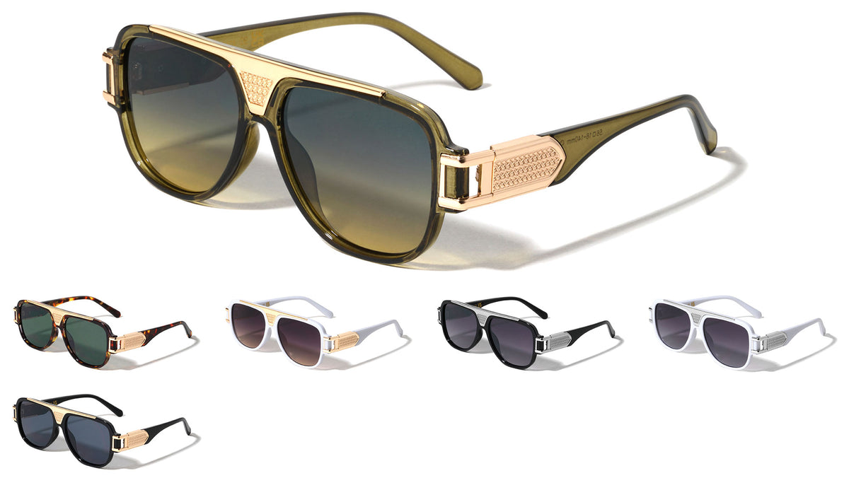 Texture Grille-Temple Modern Aviators Wholesale Sunglasses