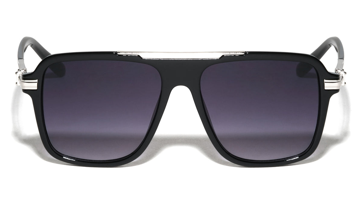 Stud Hinge Accent Modern Squared Aviators Wholesale Sunglasses