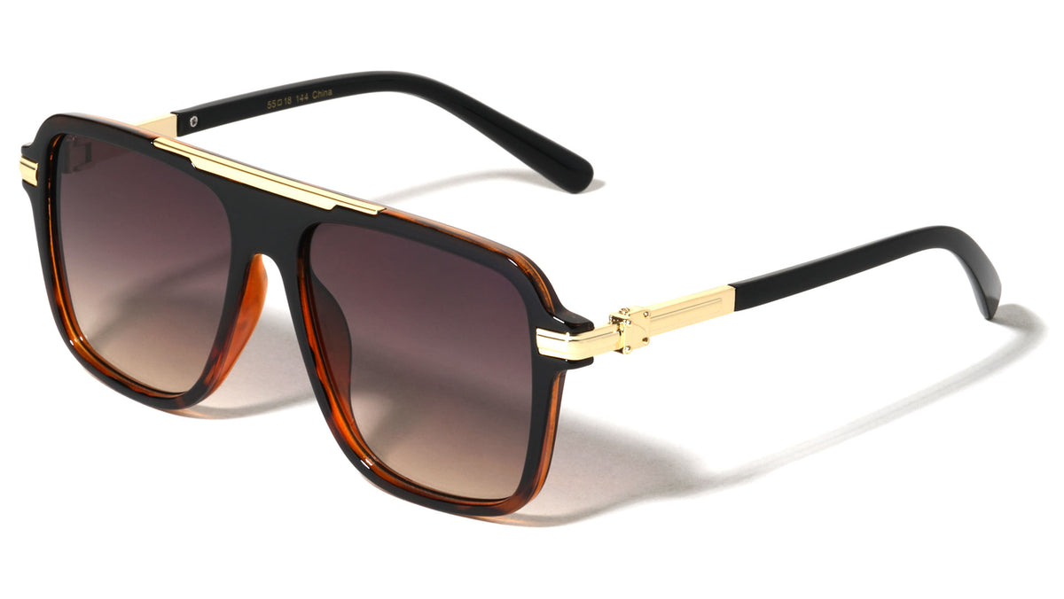 Stud Hinge Accent Modern Squared Aviators Wholesale Sunglasses