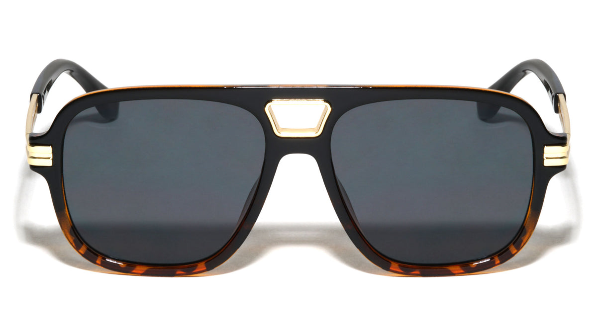Temple Line Cutout Modern Squared Aviators Wholesale Sunglasses