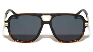 Temple Line Cutout Modern Squared Aviators Wholesale Sunglasses