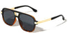 Temple Line Cutout Modern Squared Aviators Wholesale Sunglasses