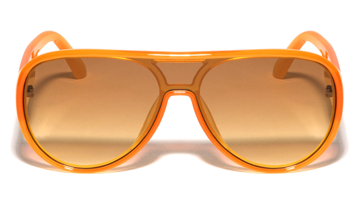 Crystal Color One Piece Shield Lens Aviators Wholesale Sunglasses