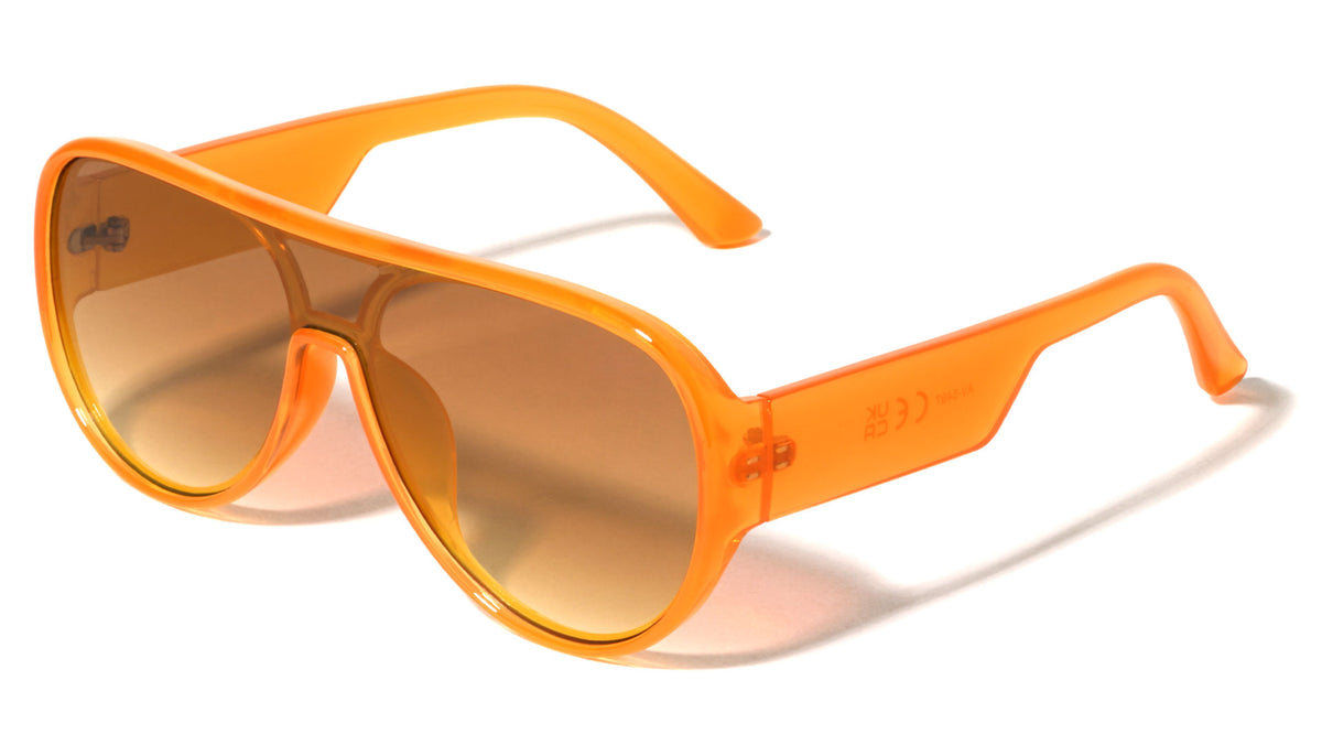 Crystal Color One Piece Shield Lens Aviators Wholesale Sunglasses
