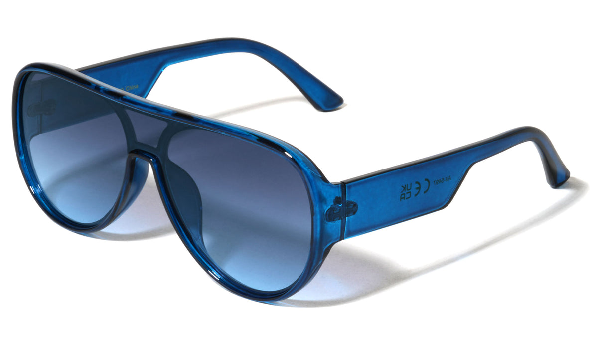 Crystal Color One Piece Shield Lens Aviators Wholesale Sunglasses