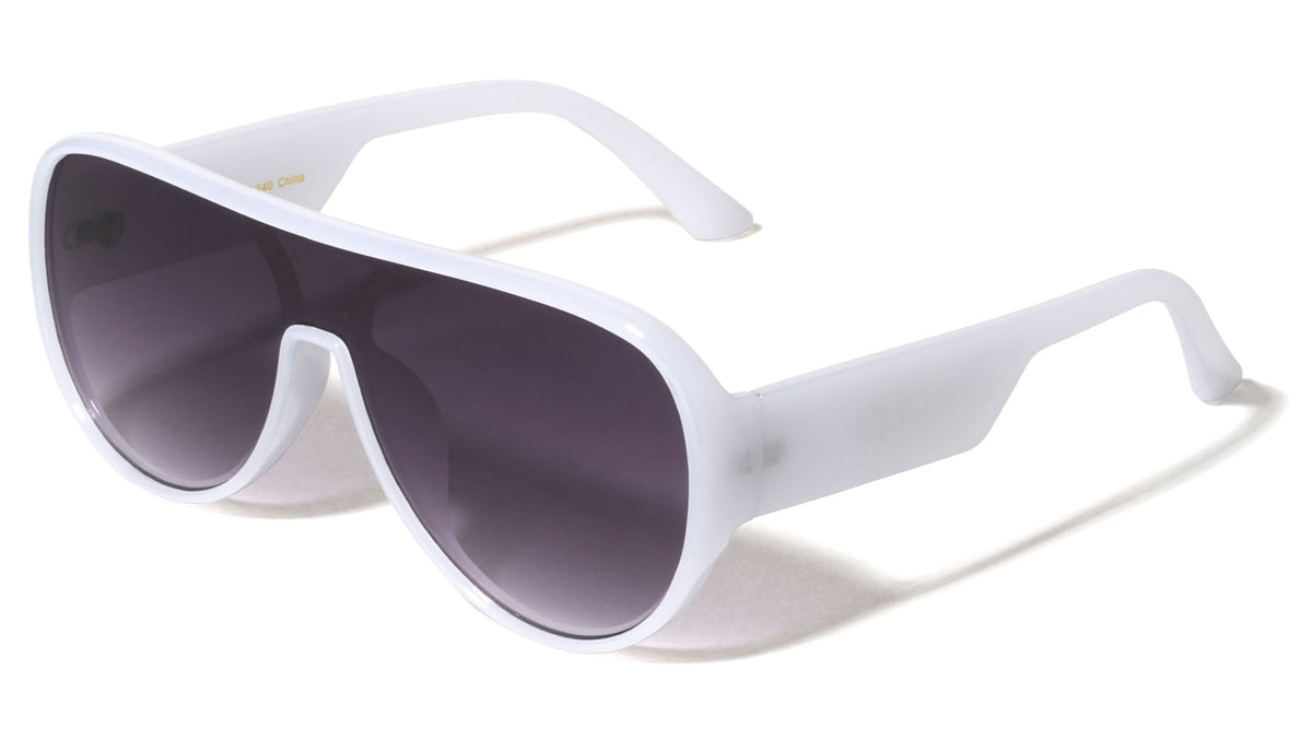 Crystal Color One Piece Shield Lens Aviators Wholesale Sunglasses