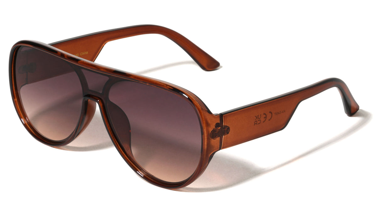 Crystal Color One Piece Shield Lens Aviators Wholesale Sunglasses