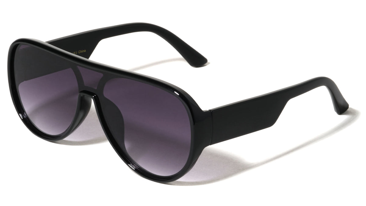 Crystal Color One Piece Shield Lens Aviators Wholesale Sunglasses