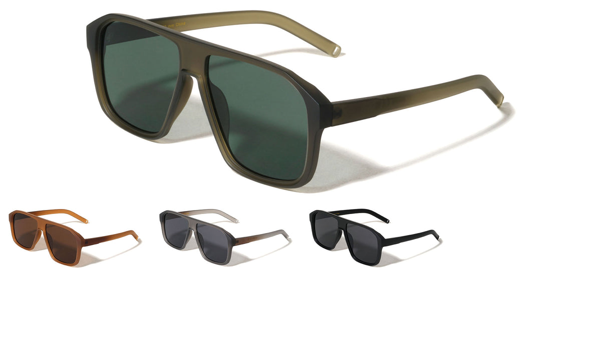 Frosted Crystal Color Geometric Aviators Wholesale Sunglasses