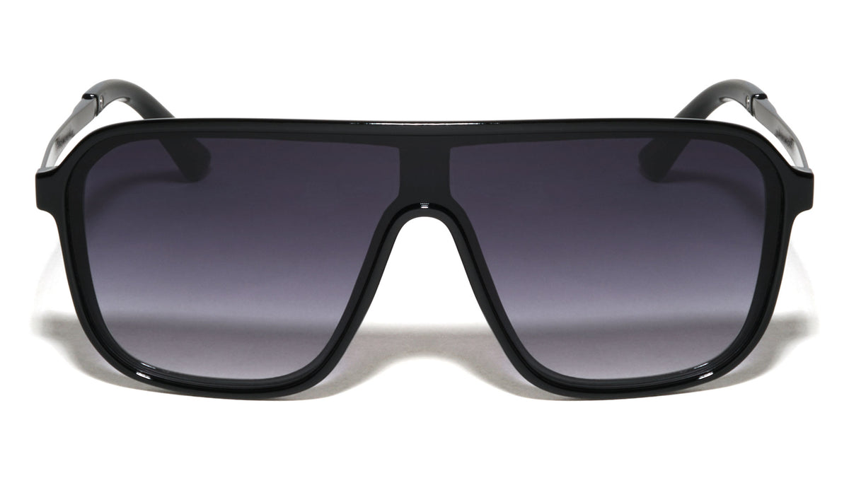 Flat Top One Piece Shield Lens Rectangle Aviators Wholesale Sunglasses