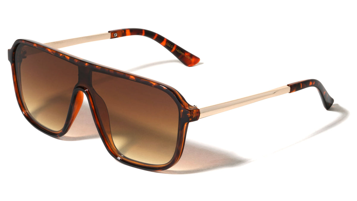 Flat Top One Piece Shield Lens Rectangle Aviators Wholesale Sunglasses