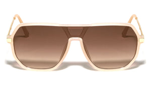 Flat Top One Piece Shield Lens Geometric Aviators Wholesale Sunglasses