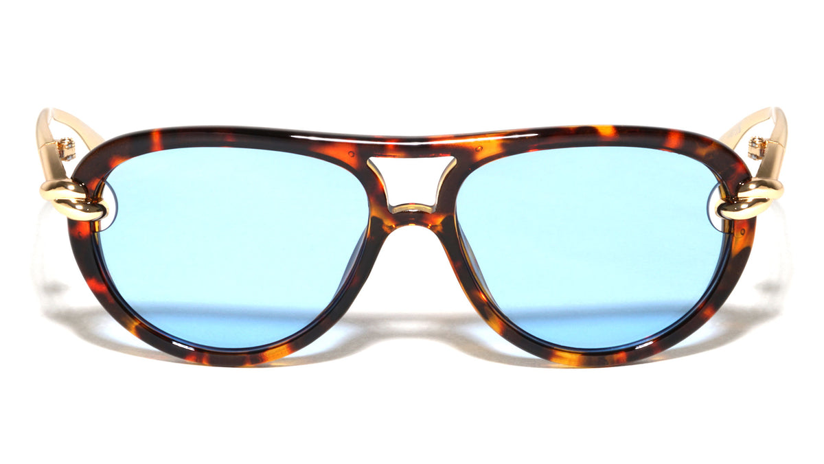 Knot Hinge Accent Curved Temple Fashion Tear Aviators Wholesale Sunglasses
