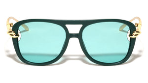 Knot Hinge Accent Curved Temple Fashion Square Aviators Wholesale Sunglasses