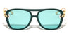 Knot Hinge Accent Curved Temple Fashion Square Aviators Wholesale Sunglasses