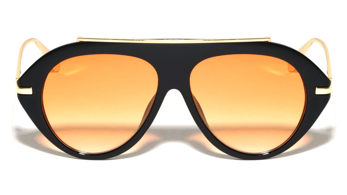 Flat Top Bar Accent Solid Rim Fashion Tear Aviators Wholesale Sunglasses