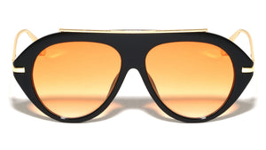 Flat Top Bar Accent Solid Rim Fashion Tear Aviators Wholesale Sunglasses