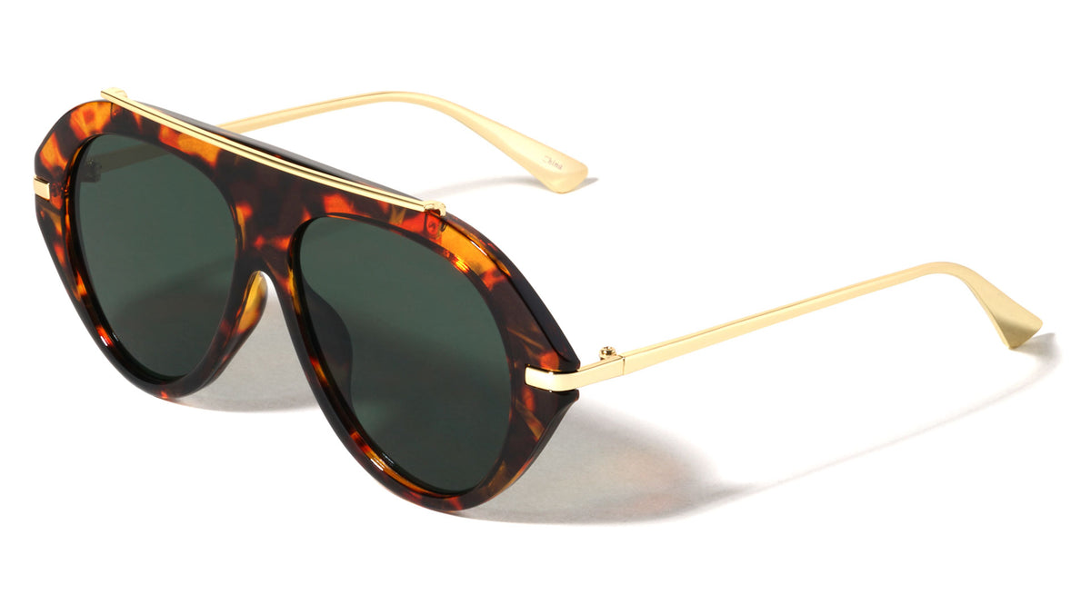 Flat Top Bar Accent Solid Rim Fashion Tear Aviators Wholesale Sunglasses