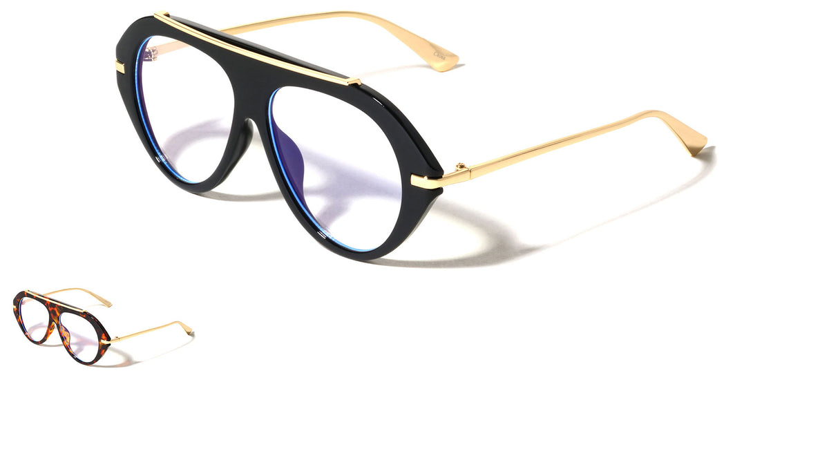 Top Bar Accent Solid Frame Aviators Blue Light Blocking Wholesale Eyewear