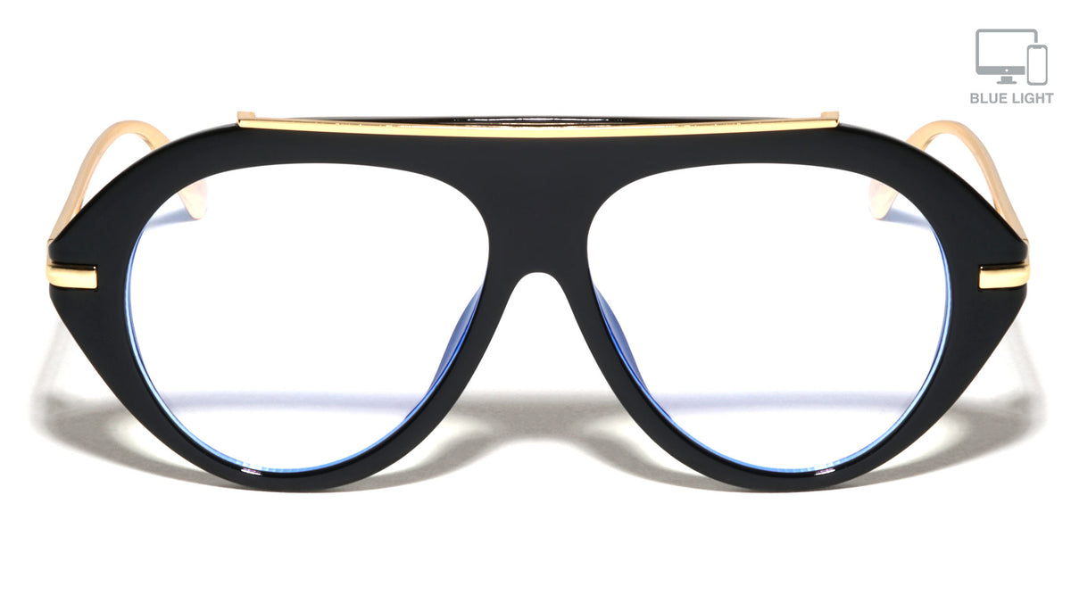 Top Bar Accent Solid Frame Aviators Blue Light Blocking Wholesale Eyewear