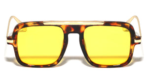 Color Lens Top Bar Accent Modern Squared Aviators Wholesale Sunglasses