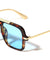 Color Lens Top Bar Accent Modern Squared Aviators Wholesale Sunglasses