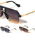 Temple Line Accent Semi Rimless Modern Squared Aviators Wholesale Sunglasses