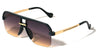 Temple Line Accent Semi Rimless Modern Squared Aviators Wholesale Sunglasses